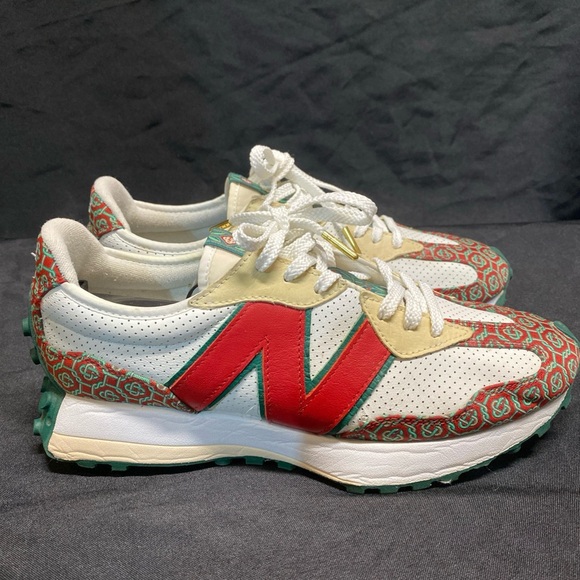 New Balance Men Red and White Sneakers - Picture 3 of 7